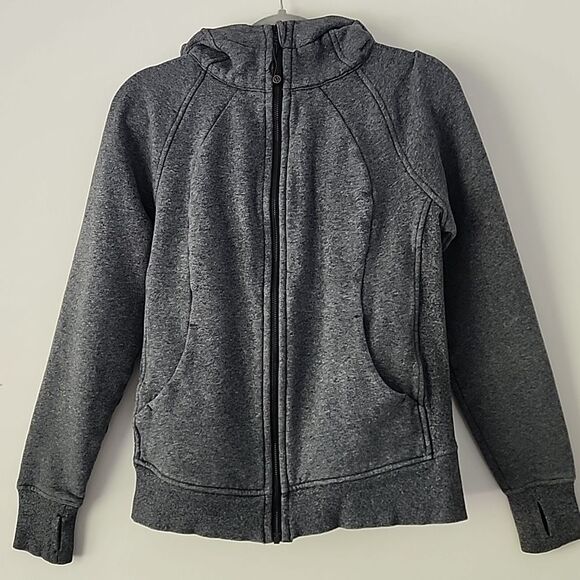 Lululemon Heathered Gray Scuba Full-Zip Hoodie sz 8 - Picture 1 of 9